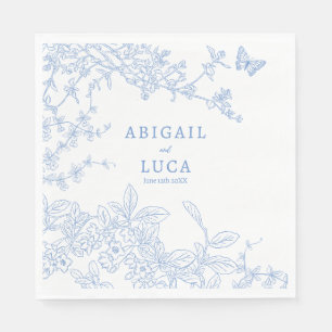 Spara av Blue Chinoiserie Toile de Jouy Bröllop Pappersservett