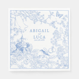 Spara av Blue Chinoiserie Toile de Jouy Bröllop Pappersservett