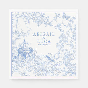 Spara av Blue Chinoiserie Toile de Jouy Bröllop Pappersservett