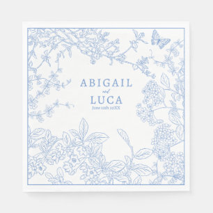 Spara av Blue Chinoiserie Toile de Jouy Bröllop Pappersservett