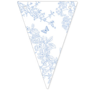 Spara av Blue Chinoiserie Toile de Jouy Bröllop Vimplar