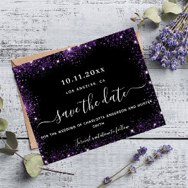spara av bröllop svarta lila glitter budget flygblad