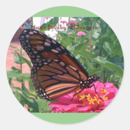 Spara av Butterflies Birthday Stickers Runt Klistermärke