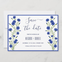 Spara av Cornblomma Blue Botanical Bröllop