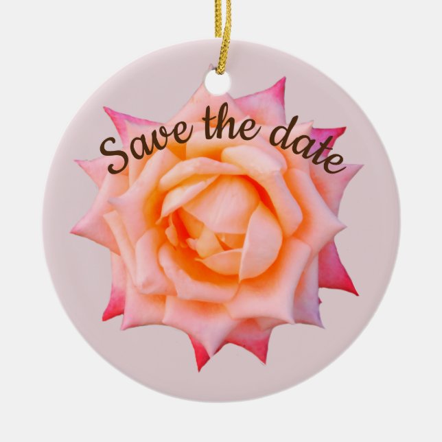 Spara av datePink Ro Blommar Julgransprydnad Keramik (Framsidan)