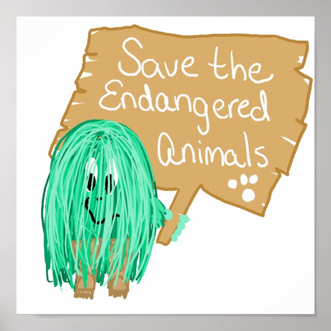 spara av de utrotningshotade djuren poster (Framsidan)