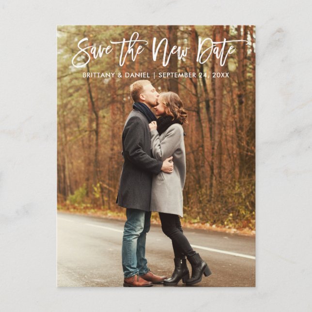 Spara av det moderna datumpenselskriptet vykort (Framsida)