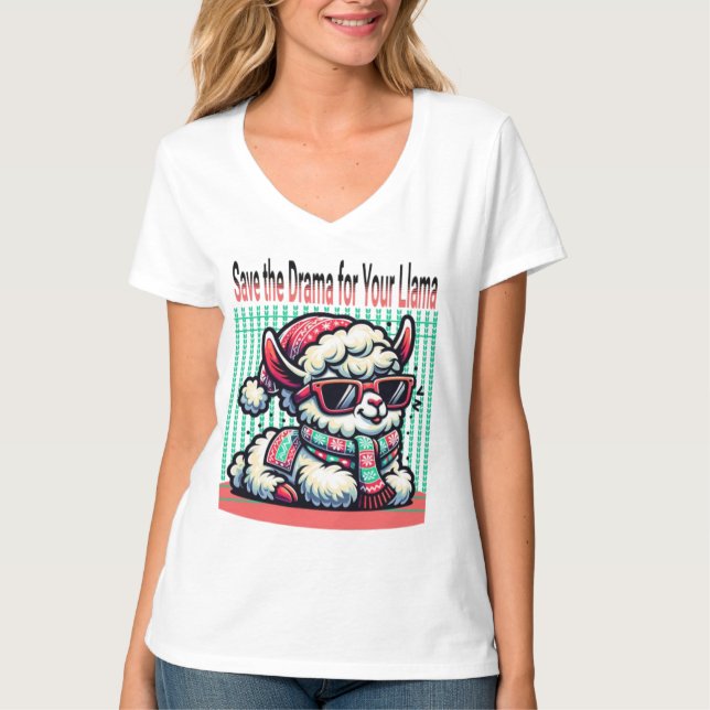 Spara av Drama för Llama Funny Llama T-Shirt (Framsida)