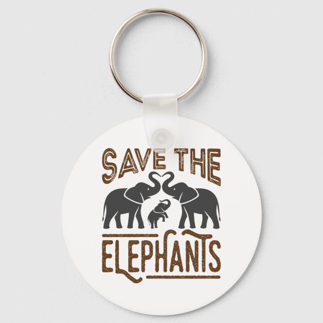 Spara av Elephants Elephant Älskare Protect Wildli Nyckelring (Framsida)