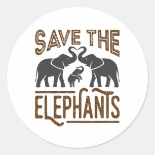 Spara av Elephants Elephant Älskare Protect Wildli Runt Klistermärke