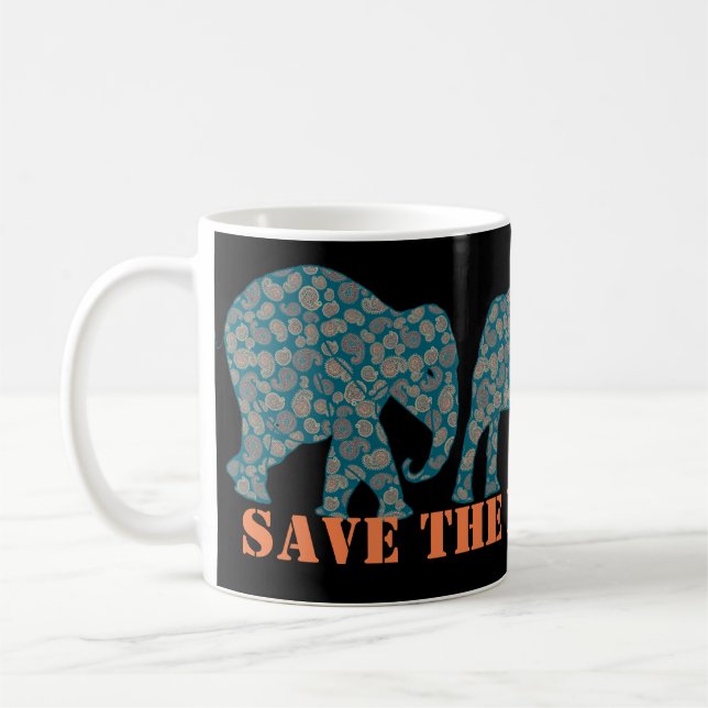 Spara av Elephants Paisley på Mugg i Svarta kaffet (Vänster)