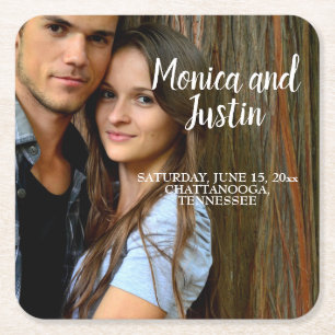 Spara av foto för bröllop-meddelande underlägg papper kvadrat