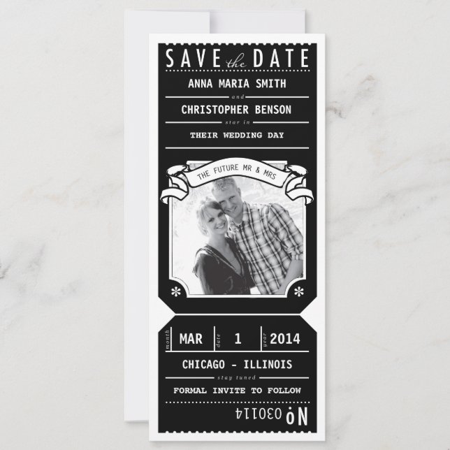 Spara av fotodatum för teaterspelarfaktura Biljett Spara Datumet (Framsida)