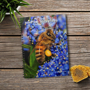 Spara av Honeybees Pollinating California Lilac Anteckningsbok