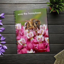 Spara av honungsbin som pollinerar Narrowleaf Milk Anteckningsbok