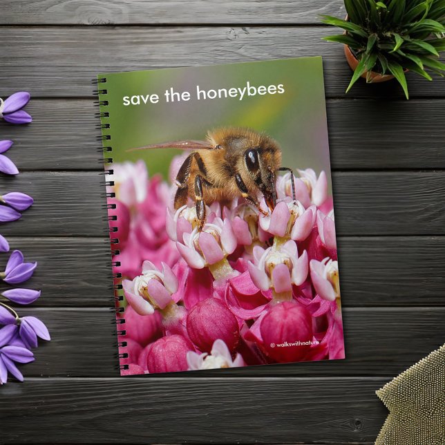 Spara av honungsbin som pollinerar Narrowleaf Milk Anteckningsbok (Honeybee Pollinating the Milkweed Journal Cover Photo)