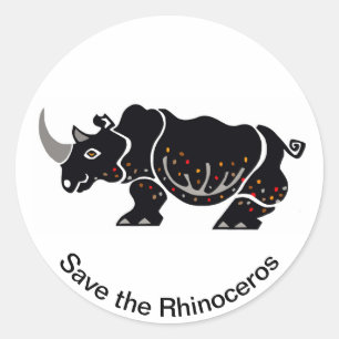 Spara av hotade RHINOCEROS - Stickers Runt Klistermärke