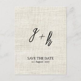 Spara av minimalistisk vit linen-Vintage, datum In Meddelande Vykort