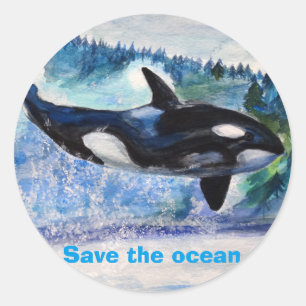 Spara av Ocean Orca Wildlife Sticker Runt Klistermärke