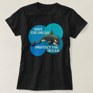 Spara av Orcas skyddar Ocean Retro Whale Orca T Shirt