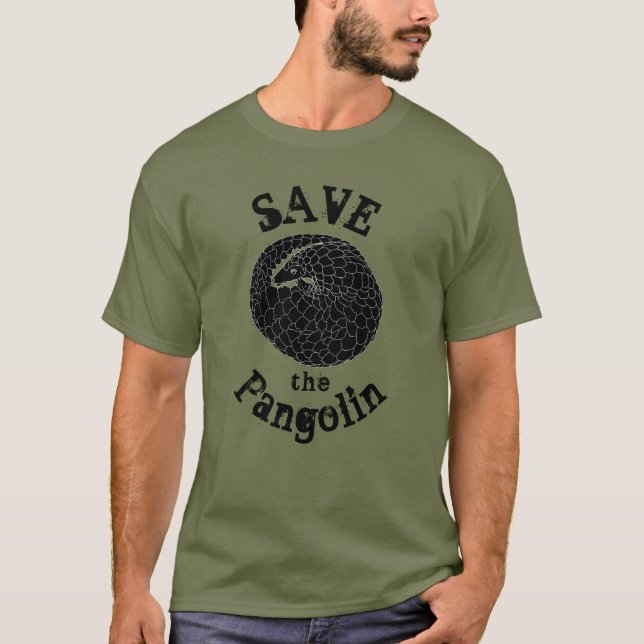 Spara av Pangolin Endangred Wildlife Monochrome T Shirt (Framsida)
