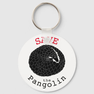 Spara av Pangolin-utrotningshotade monokrom konst Nyckelring