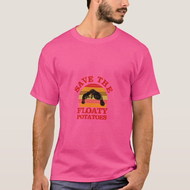 Spara av potatisen Floaty Retro Funny Manatee T Shirt (Framsida)