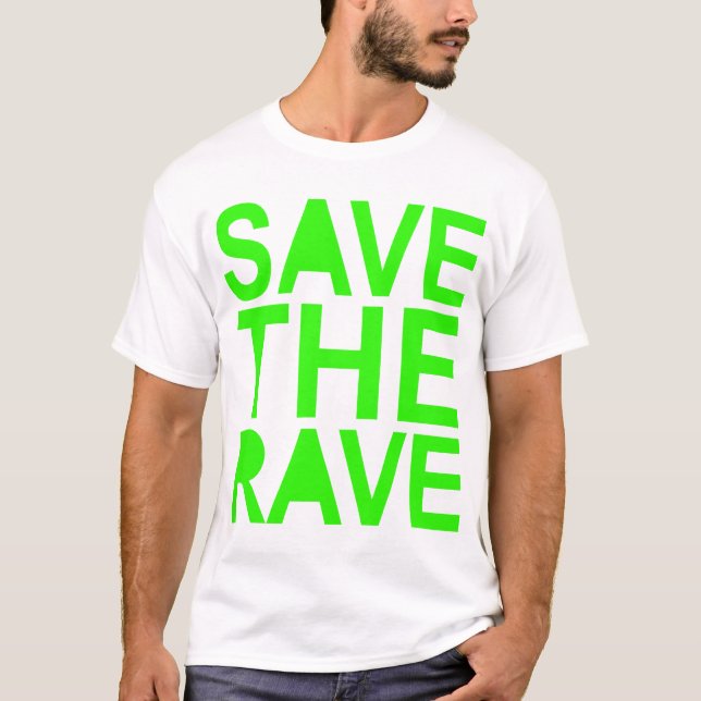 Spara av rave-grönten NU RAVE raver 80s-scenen T-shirt (Framsida)
