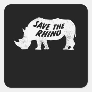 Spara av Rhino Anti Poaching Rhinoceros Fyrkantigt Klistermärke