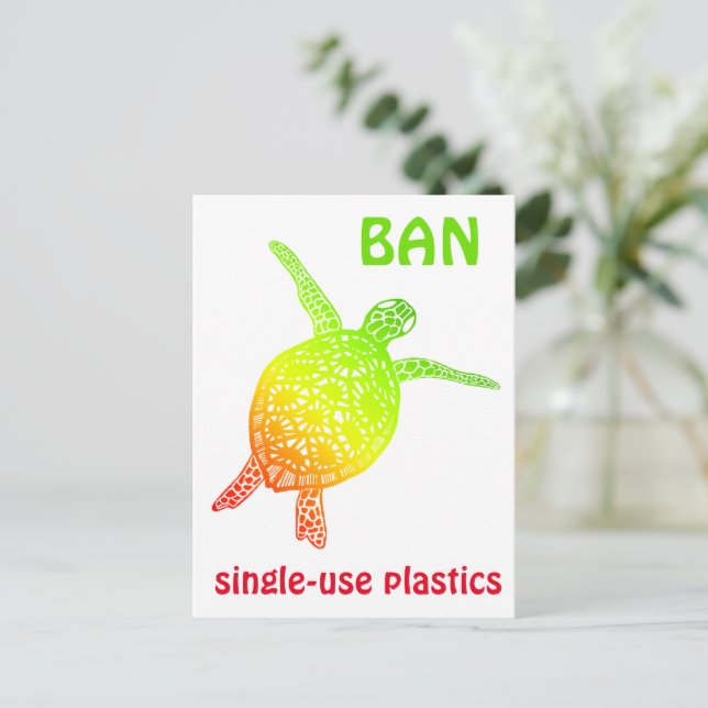 Spara av Sea Turtle Tortoise Ban-plast Sopor Vykort (Stående Fram)