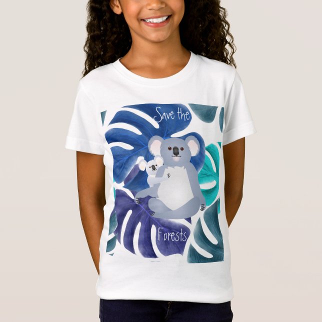 Spara av skogarna Mamma och Baby Koala i skogen T Shirt (Framsida)
