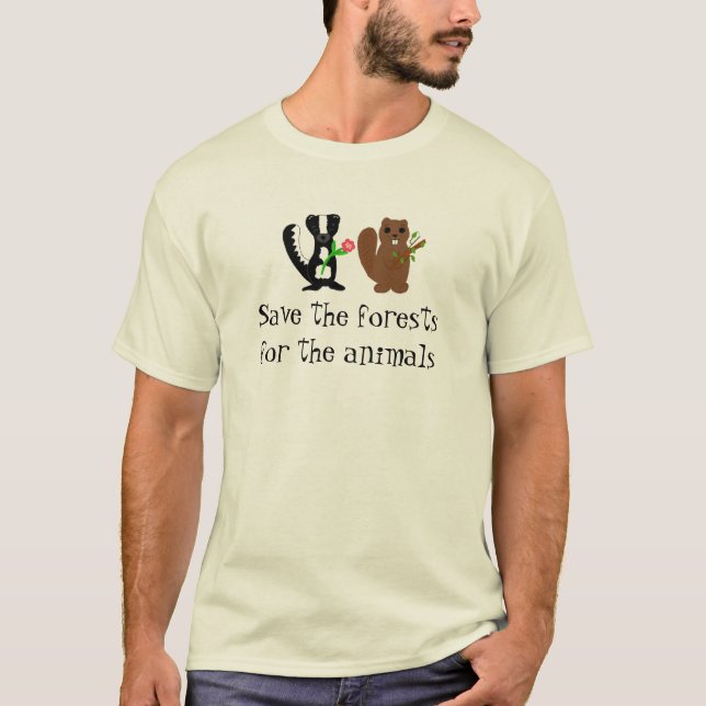 Spara av skogen - Skunk- och Beaver-design T Shirt (Framsida)