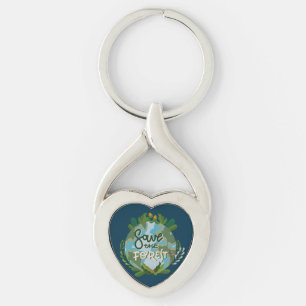 Spara av skogen twisted heart silverfärgad nyckelring