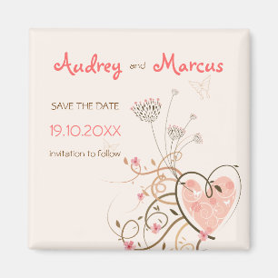 Spara av Sweet Rosa Heart och Butterfly Swirls Magnet