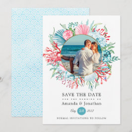 Spara av Teal and Coral Summer Beach Wedding Datumet
