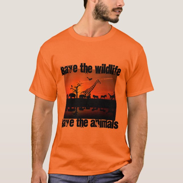 Spara av vilda djurs spara manar orange T-S T Shirt (Framsida)
