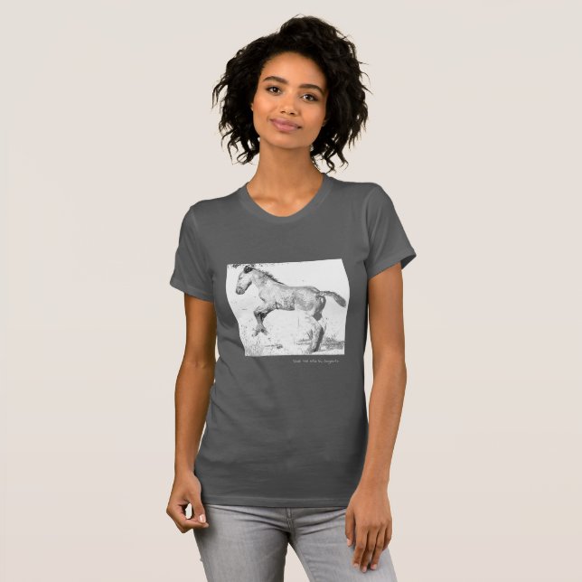 Spara av Vilden Vild Horse T-Shirt (Hel framsida)