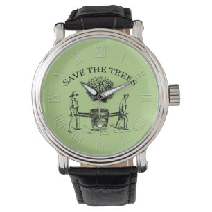 Spara av Vintagen Träd Illustration Roman Numerals Armbandsur