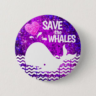 Spara av Whales Lila & Shock rosa Heart Knapp