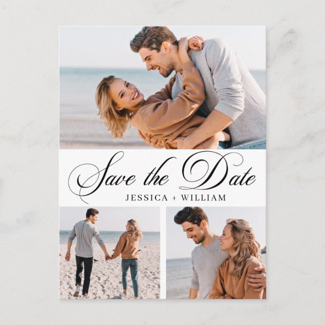 Spara bara fotot för datum 3 i Elegant bröllop Vykort (Framsida)