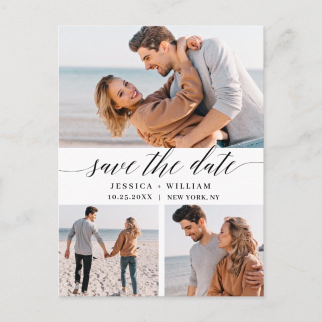 Spara bara fotot för datum 3 i Elegant bröllop Vykort (Framsida)