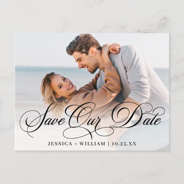 Spara bara fotot för datum i Elegant bröllop Vykort (Framsida)