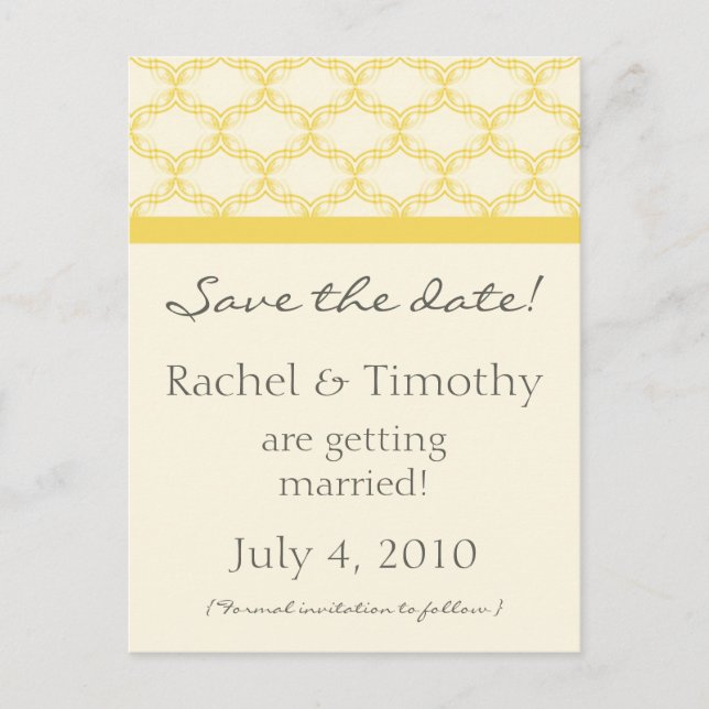 Spara bara vykortet för datum, Gult Meddelande Vykort (Framsida)