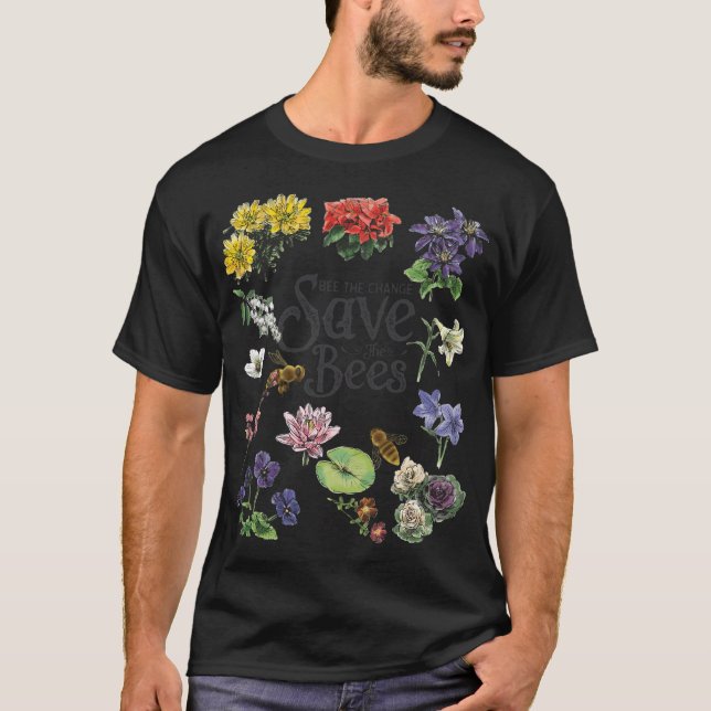 Spara Bees Flowers Honungsbin Decline Clipart T Shirt (Framsida)