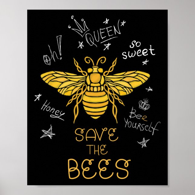 Spara Bees Graffiti Apiary Shirt Bee Beekeeper Poster (Framsidan)