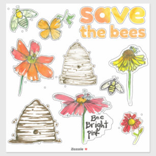 Spara Bees honey bee Skep Klistermärken