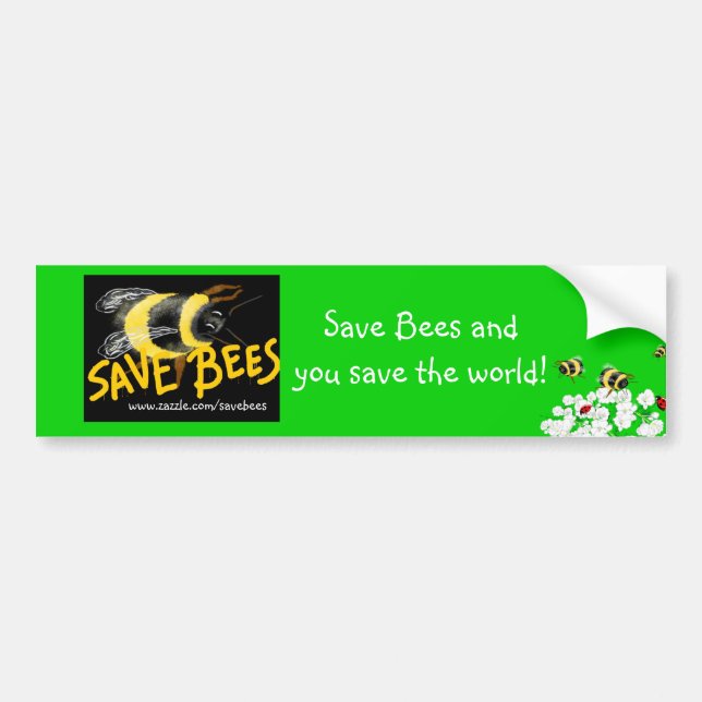 SPARA BEES och Spara i världen Bildekal (Framsidan)