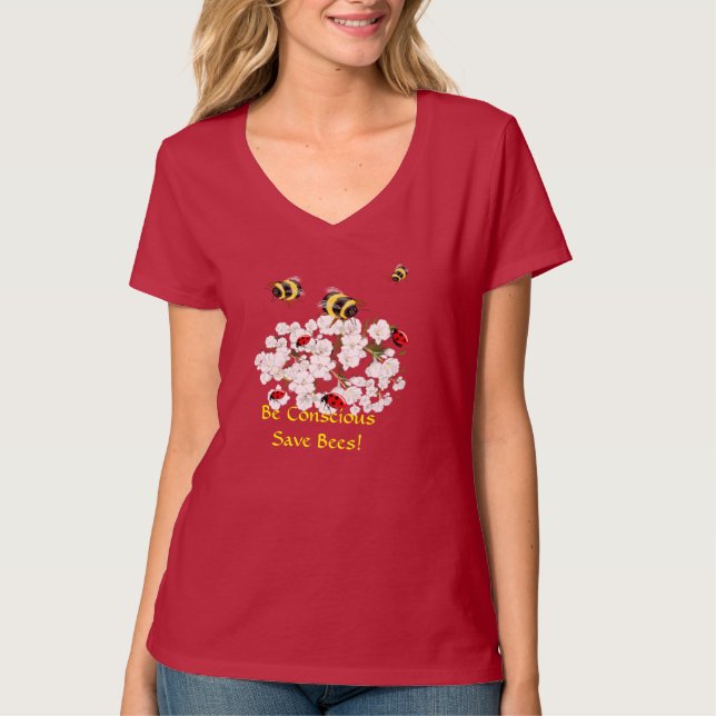 SPARA BEES och Spara i världen Tee Shirt (Framsida)
