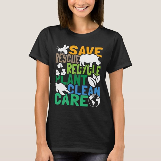 Spara Bees Rädding Animals Återvinna Plastic - Ear T Shirt (Framsida)