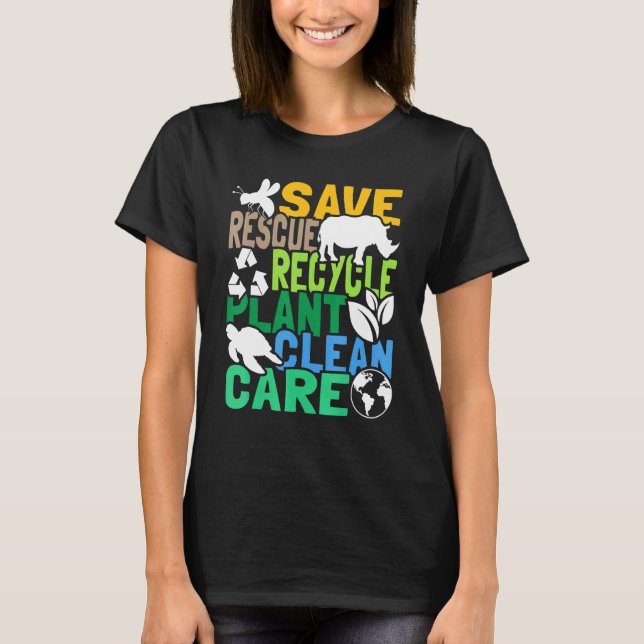 Spara Bees Rädding Animals Återvinna Plastic - Ear T Shirt (Framsida)